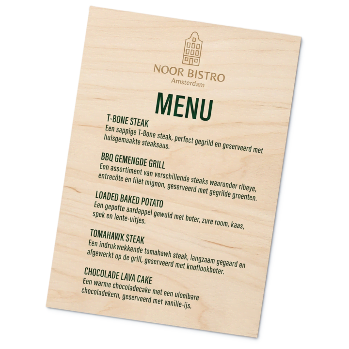 houten menukaart maken